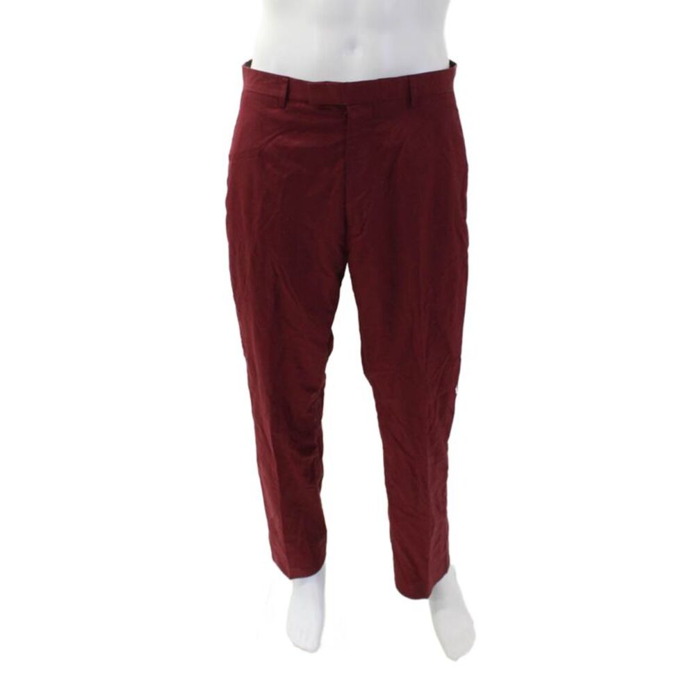 DKNY Mens Creased Mid Rise Straight Leg Dress Pants Ruby Red Size 33